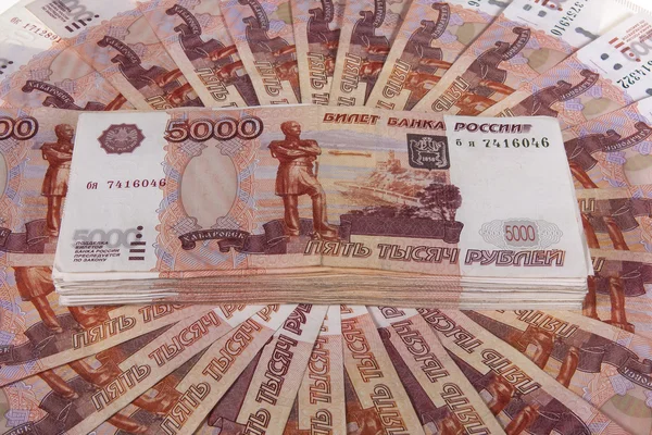 Beş bininci Rus banknotların arka planı — Stok fotoğraf