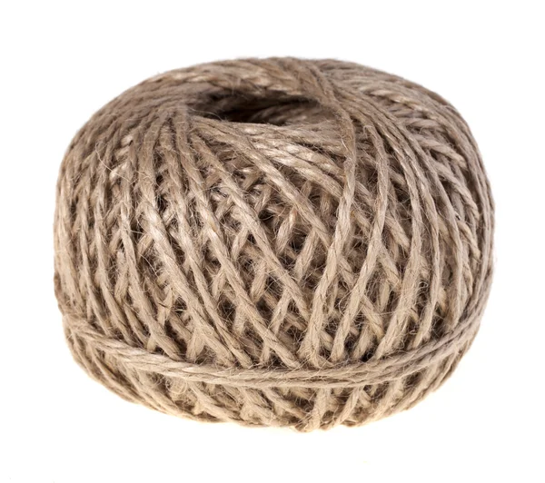 Jute twine in a coil on a white background — Stock Photo, Image