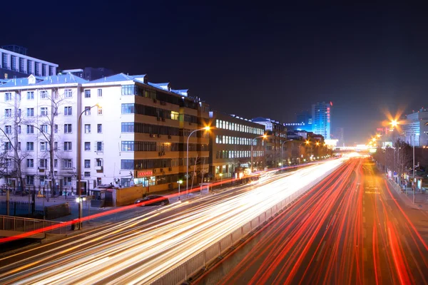 Semáforos noturnos — Fotografia de Stock