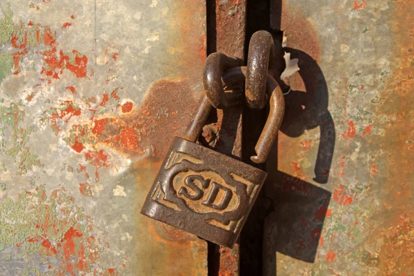 close up of rusty lock,