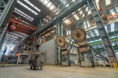 Çelik fabrikası yapım atölyesi, yakın çekim fotoğraf