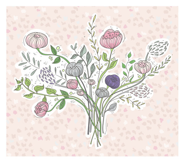 Милый цветочный фон. Настенный рисунок с цветами. Вектор
 