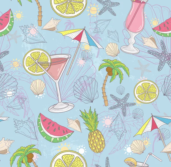 Mignon motif abstrait d'été. Modèle sans couture avec des cocktails — Image vectorielle