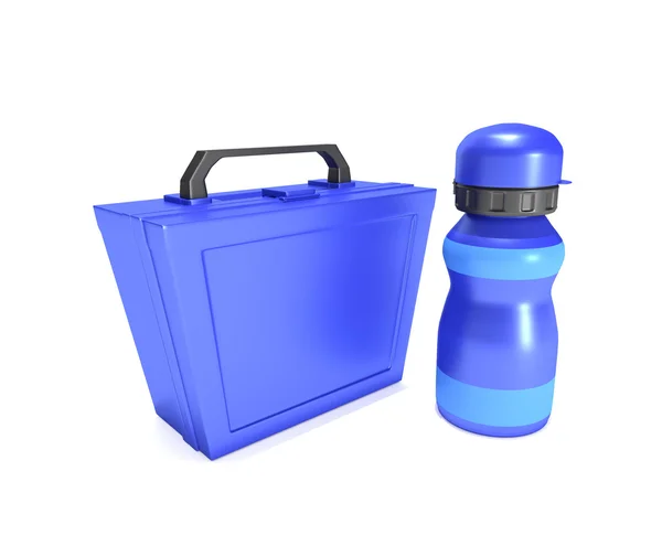 Lunchbox and flask. — Stock Photo, Image