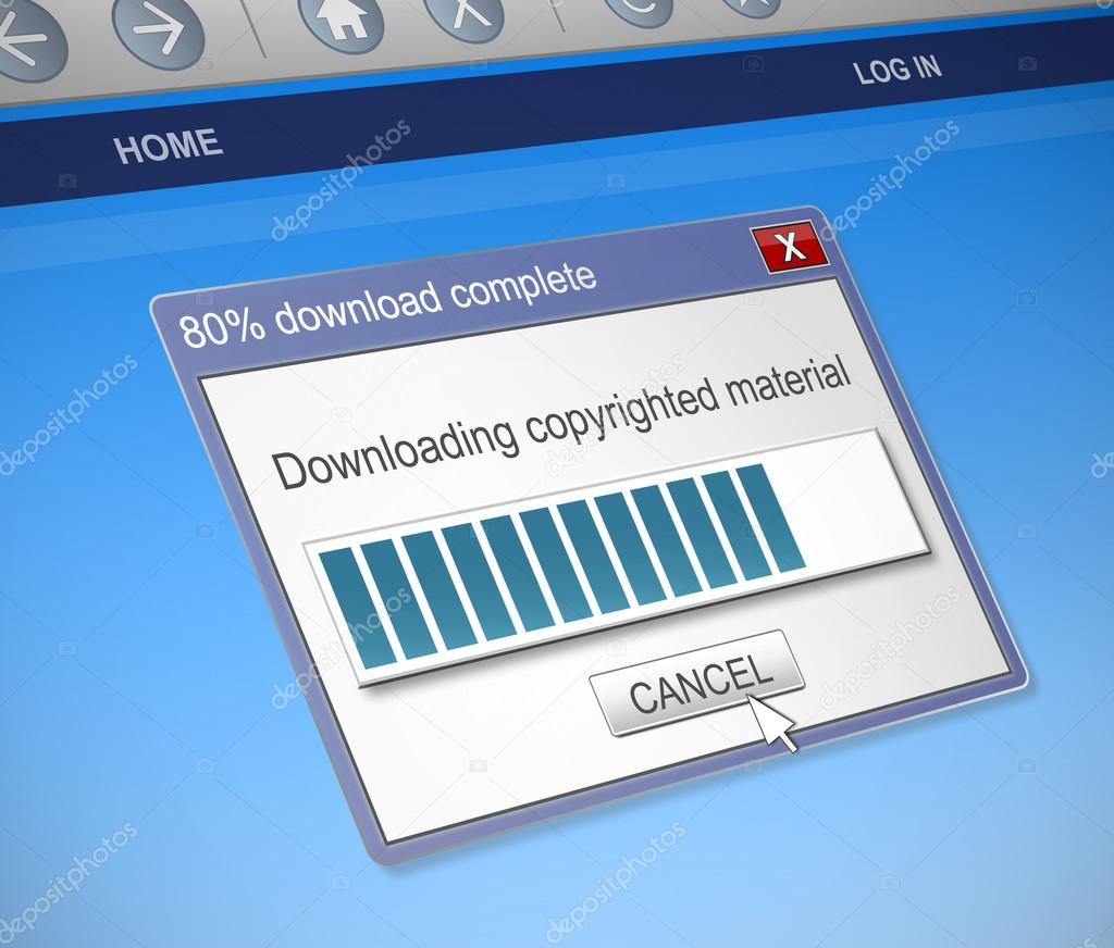 Downloading copyrighted material concept.
