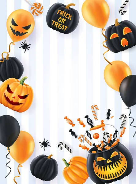 Halloween Hintergrund Lustige Kürbisse Grußkarte Für Party Und Verkauf Herbstferien — Stockvektor