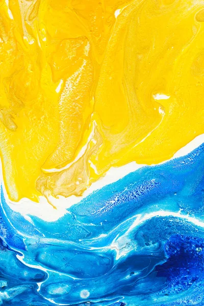 蓝色与黄金抽象手绘背景 大理石质感 抽象海洋 海滩和沙滩 丙烯酸 — 图库照片