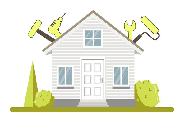 Modern Home Renovation House Project Vector Illustration Isolated White Background — Stock vektor
