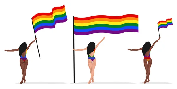 Vector Arco Íris Gay Lgbt Direitos Ícones Símbolos Homossexual Mulher — Vetor de Stock