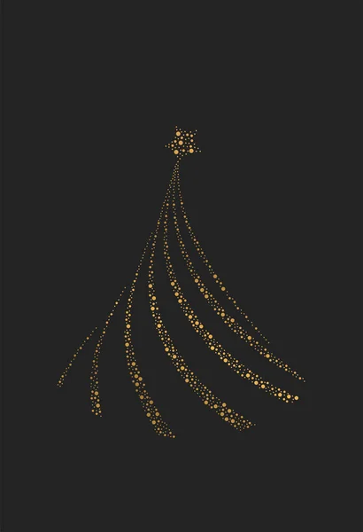 Vector de moda árbol de Navidad en el fondo negro. Doodle árbol de Navidad. — Vector de stock