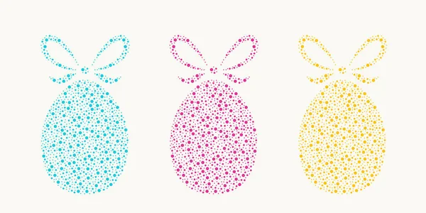 Ilustración vectorial del dibujo de huevos de Pascua por puntos de diferentes tamaños. — Vector de stock
