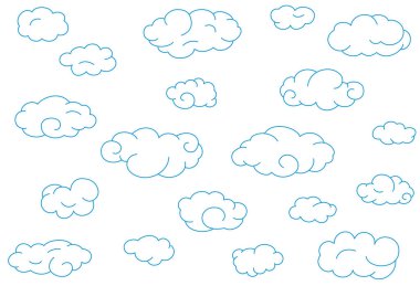 Mavi basit karalama bulutlarıyla kusursuz desen.