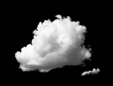 Siyah bir arkaplanda beyaz bulut izole.