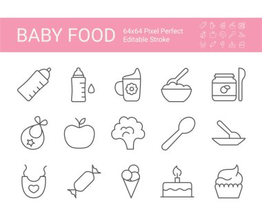 Bebek mamasıyla ikon hazır. Düzenlenebilir vektör vuruşu. 64x64 Piksel Mükemmel.