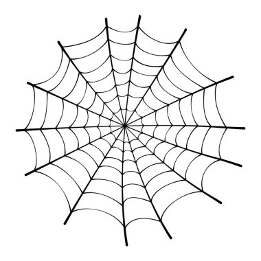 Beyaz arka planda elle çizilmiş örümcek ağı.