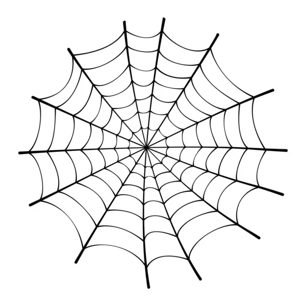 Tela de araña dibujada a mano sobre un fondo blanco. — Archivo Imágenes Vectoriales