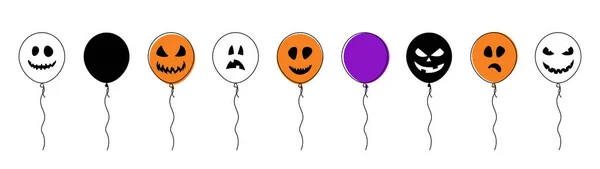 Halloween Luftballons isoliert auf weißem Hintergrund. — Stockvektor