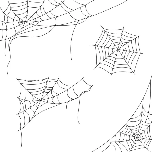 Set mit Spinnennetz. Dekoration zu Halloween. — Stockvektor
