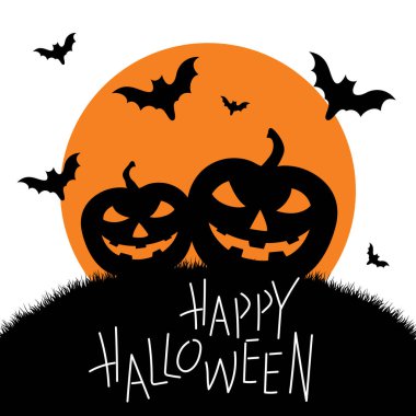 Siyah Mutlu Cadılar Bayramı tebrik kartı.