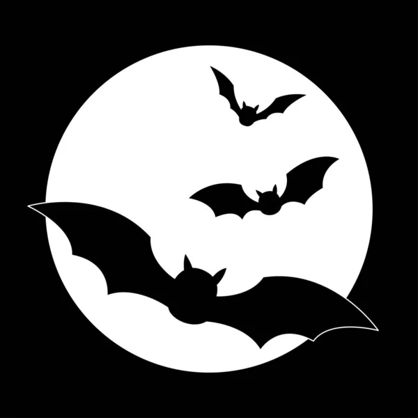 Gruselige Halloween-Katzensilhouette über dem Vollmond. — Stockvektor