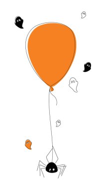 Cadılar Bayramı balonları. Örümcek turuncu bir balonla uçuyor..