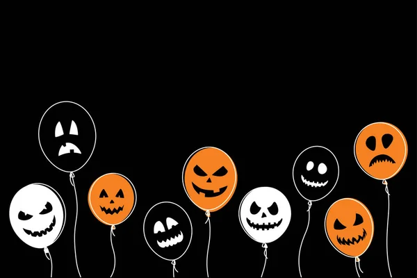 Balões de Halloween isolados em um fundo preto. — Vetor de Stock