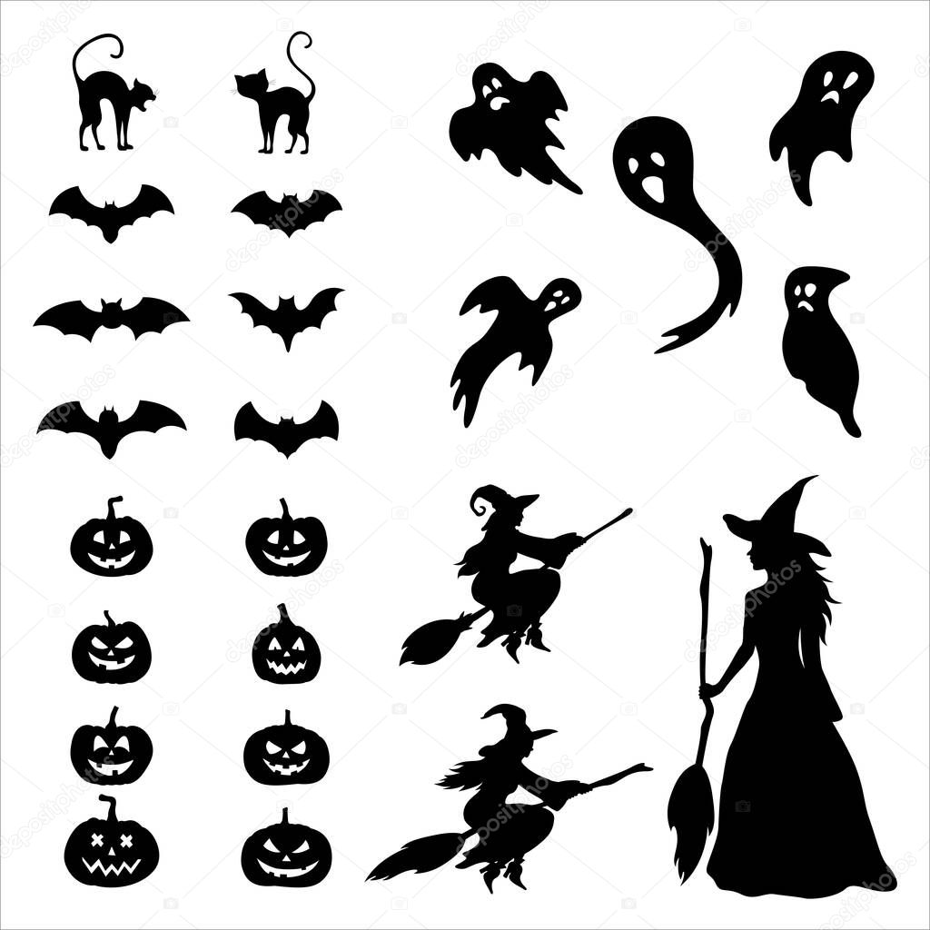 Collection of silhouettes for Halloween party.