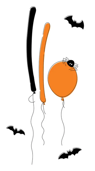 Globos de Halloween. La araña vuela en un globo naranja. — Archivo Imágenes Vectoriales