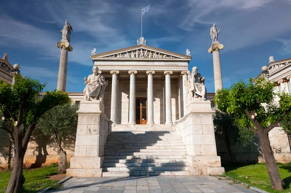 Academy Athens Solig Dag Med Blå Himmel Och Moln — Stockfoto