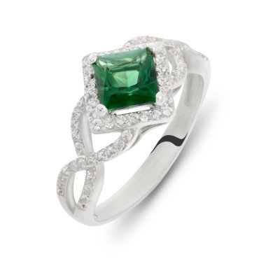 Yeşil zümrüt yakut ve elmas gümüş yüzük