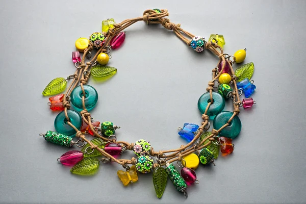 Wire bracelet with glass and plastic jewels — ストック写真