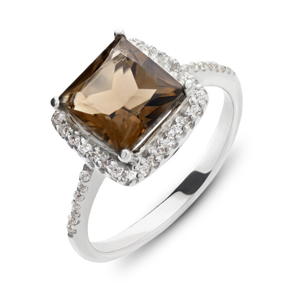 Single gemstone and diamond ring