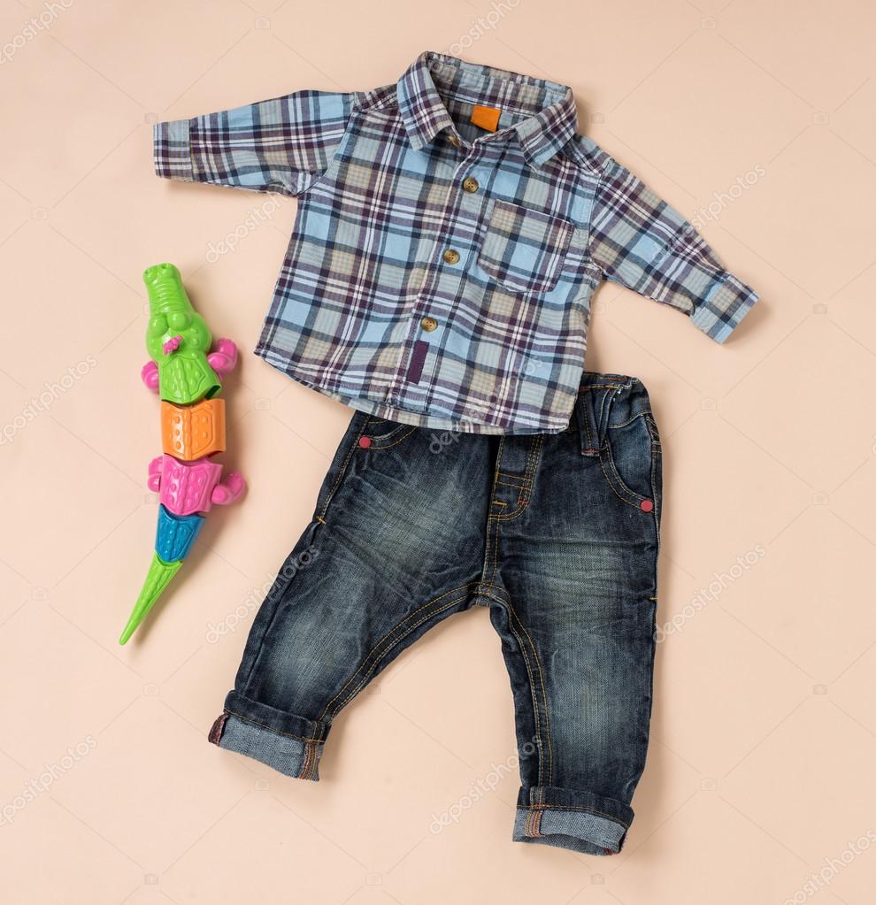 checkered blue jeans