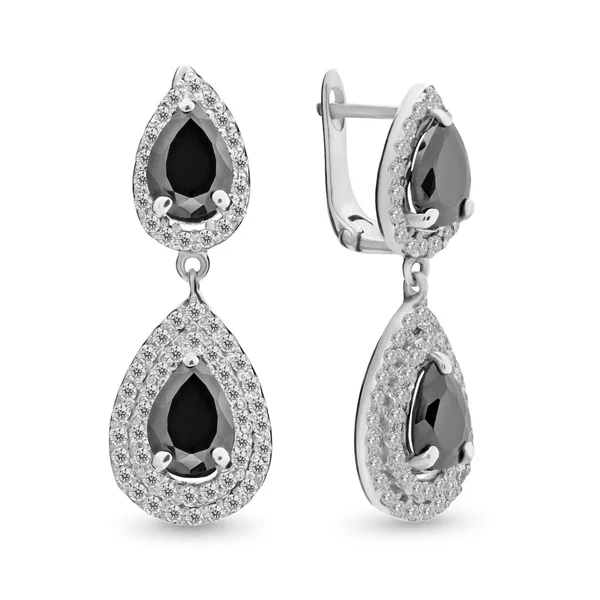 A pair of beautiful quartz diamond earrings — Stock Photo, Image