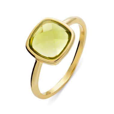 Değerli taş squer ile tek altın halka şeklinde