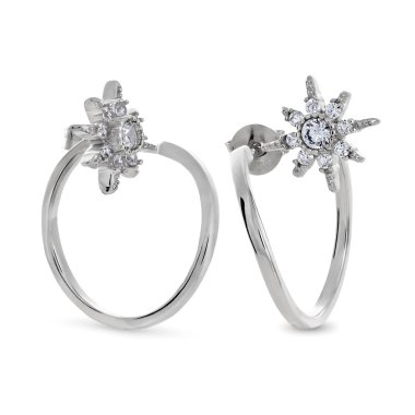 İki orijinal gümüş küpe Çıtçıt yıldız şekilli elmas ile