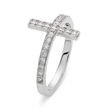 Bir haç şeklinde Pırlantalı tek bir gümüş yüzük