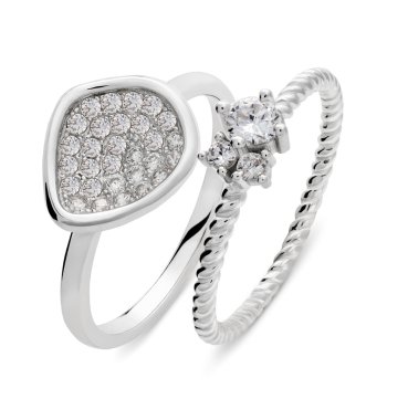 Elmas ile iki orijinal gümüş yüzük