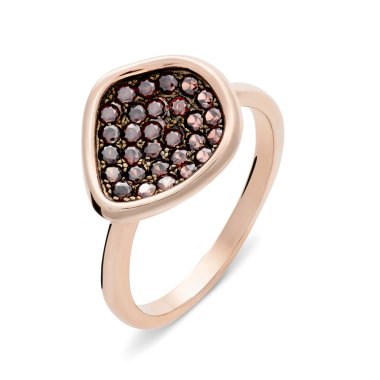 Parlak kahverengi değerli taşlar ile tek orijinal altın yüzük