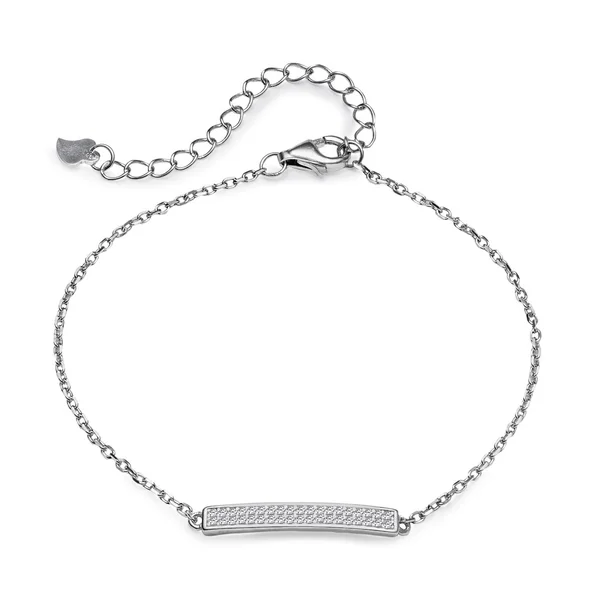 Elegancka bransoletka srebrna z zawieszką w kształcie talerza — Zdjęcie stockowe