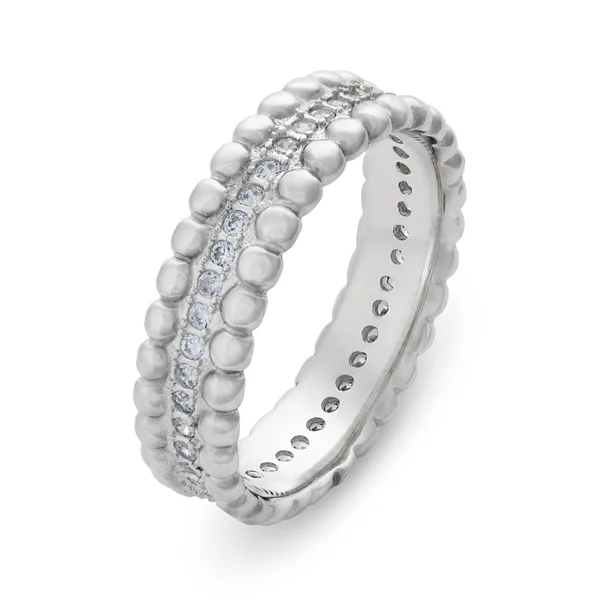 Close-up em pulseira de prata única com diamantes — Fotografia de Stock