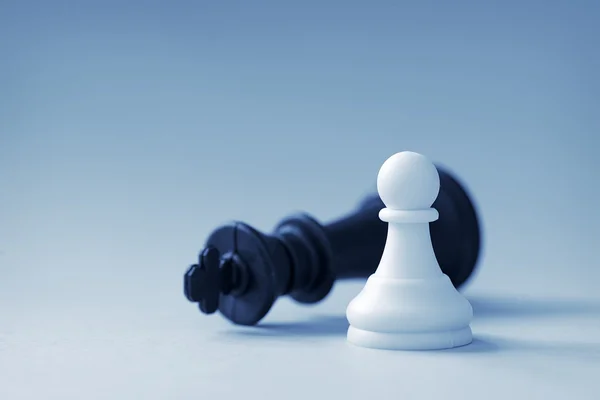 White chess pawn and black king — Stock Photo, Image