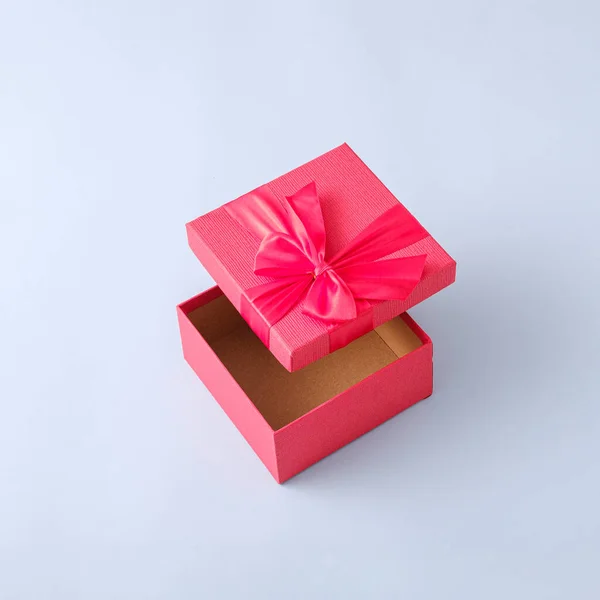 Surprise Gift Box Ribbon Minimal Pastel Concept Levitation Gift Event — Photo