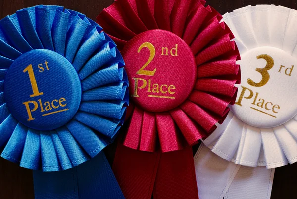 Three winners rosettes — Stock Photo, Image