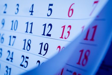 Takvim numaraları portre kadar yakın