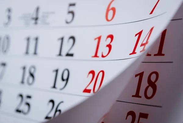 Mese su una vista calendario ad angolo obliquo — Foto Stock