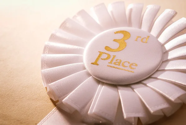 3rd place white winners rosette — Stock Photo, Image