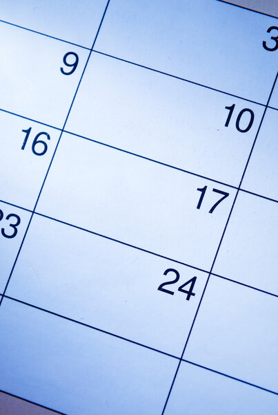 Blank calendar with generic date squares
