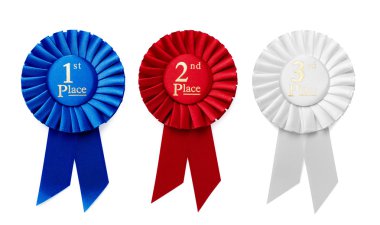 1st, 2nd and 3rd Place ribbon rosettes clipart