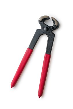 Beyaz zemin üzerine Kırmızı saplı ile çekici çivi